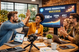 A team brainstorming video content ideas